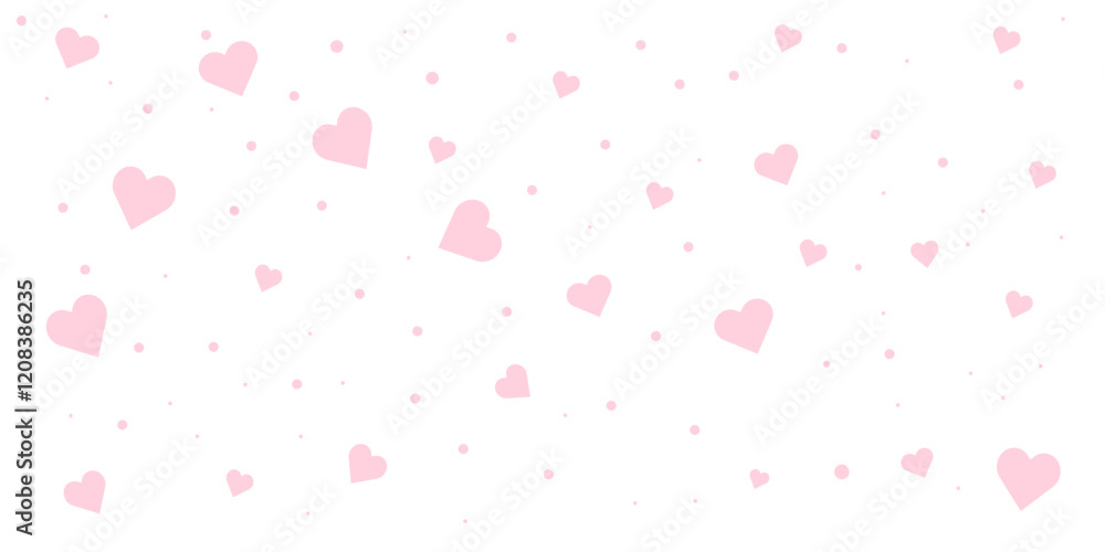 Valentine's Day background February 14th with pink hearts and confetti. Valentine's Day background February 14th with pink hearts and confetti.
