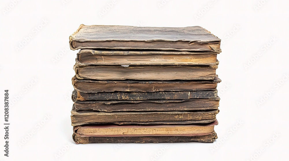 Stack of Old Weathered Books with Yellowed Pages and Distressed Covers Stack of Old Weathered Books with Yellowed Pages and Distressed Covers