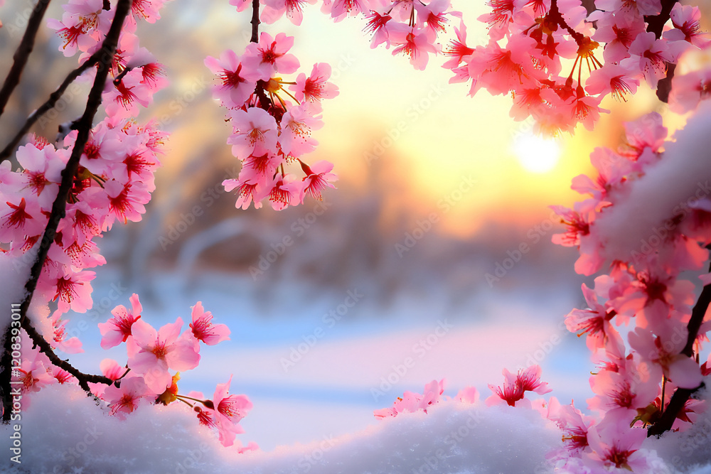 snow-framed cherry blossoms snow-framed cherry blossoms
