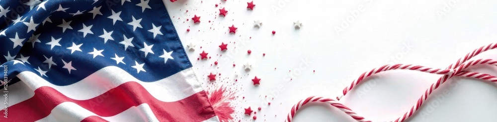 Fototapeta premium Gray American Flag Elements on White or Black Background, Nations, America, Pattern