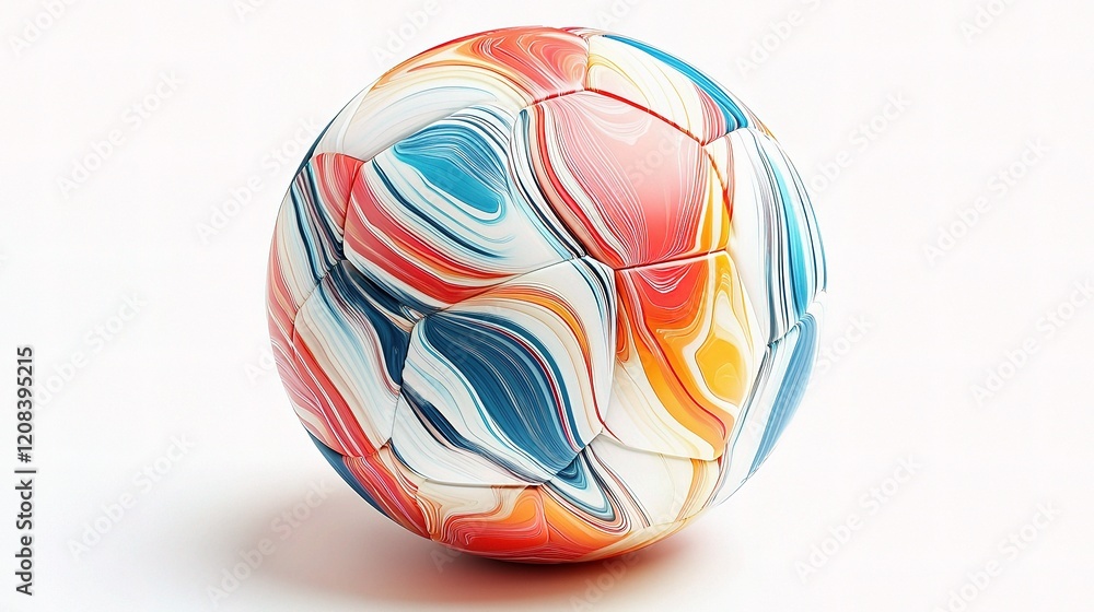 Colorful 3D Soccer Ball Isolated on White Background for Design Use Colorful 3D Soccer Ball Isolated on White Background for Design Use