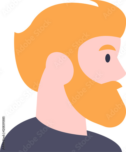Profile of a man with vibrant red hair and a well groomed beard, wearing a dark shirt and looking confidently to the right, capturing a modern and stylish essence