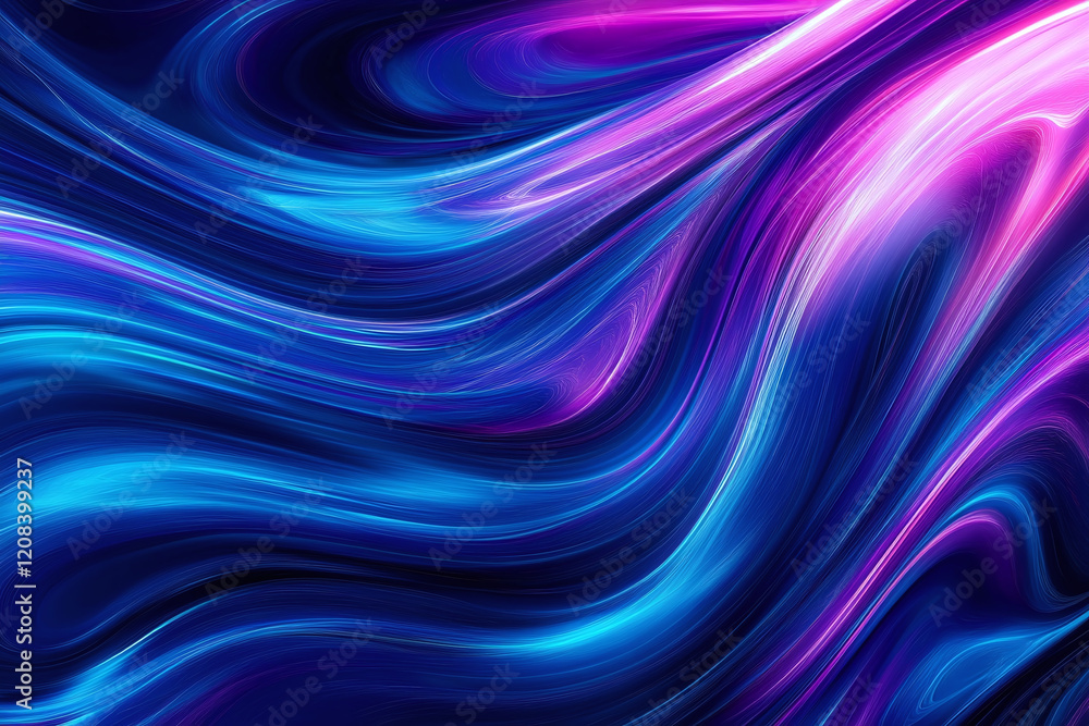 Obraz premium Futuristic Neon Waves with Glowing Abstract Curves, Vibrant Colors, and Digital Art Aesthetics for Modern Design and Dynamic Light Patterns