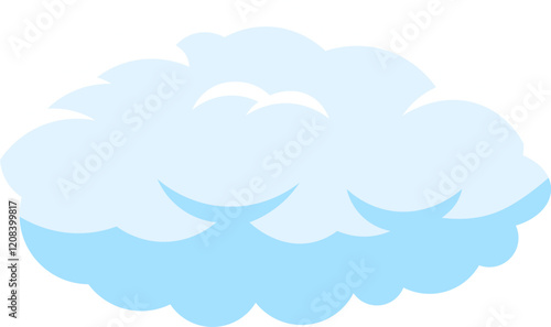 Cartoon illustration depicting a light blue cloud gently floating in a clear sky, symbolizing good weather, dreams, and the boundless realm of imagination and creativity