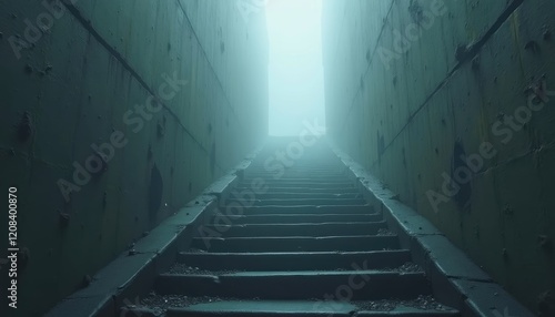 A staircase leading to nowhere disappearing into fog. Motherless illustration  HD Backgrounds