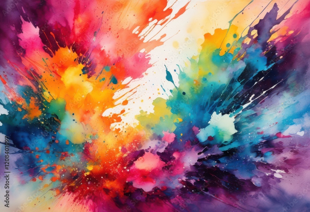 Fototapeta premium vibrant watercolor splash blending textured background eye catching artistic creation, abstract, colorful, dynamic, bright, brush, brushstroke, creative