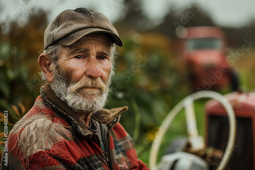 realistic farm labor, a man working realistically on the farm photo