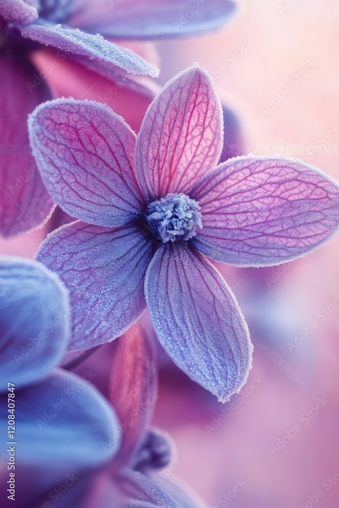 Delicate flower petals showcase vibrant hues of purple and pink, Delicate flower petals showcase vibrant hues of purple and pink,