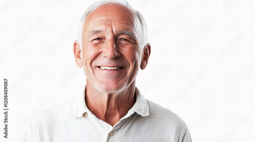 Cheerful Senior Man Smiling with a Bright Expression Isolated