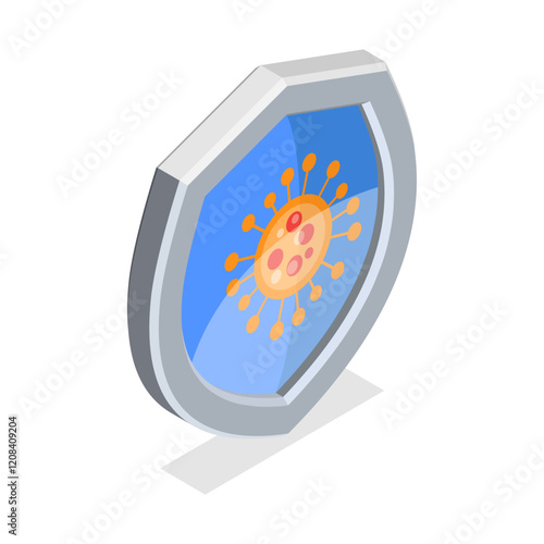 3D Isometric Flat Vector Set of Protection Proof, Signs of Resistance to External Infulence. Item 4
