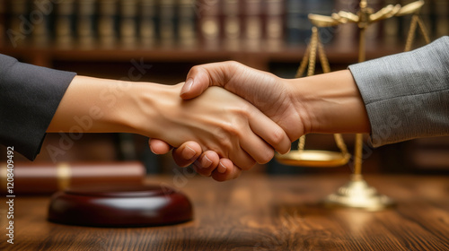 Wallpaper Mural Lawyers shaking hands after reaching agreement in courtroom Torontodigital.ca