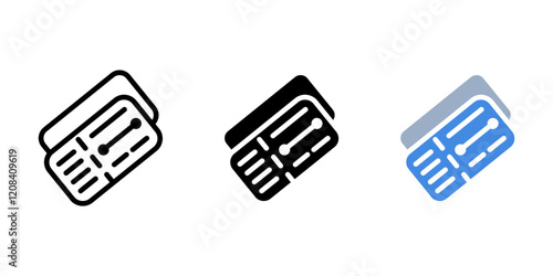 Flight tickets icon. Paper coupon symbol. Airplane seat pass sign. Movie or concert ticket pictogram. Access, permission or admission illustration.