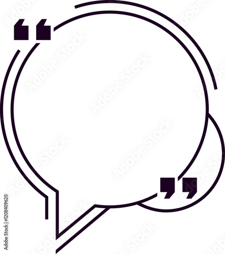 Empty circular speech bubble with quotation marks is waiting to be filled with inspiring quotes, engaging conversations, or insightful thoughts, representing communication and sharing of ideas