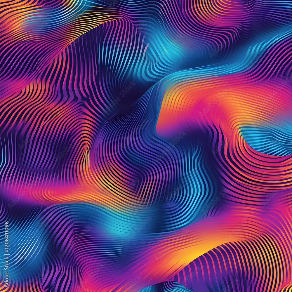 Vibrant wave patterns create a mesmerizing abstract design in bold colors Vibrant wave patterns create a mesmerizing abstract design in bold colors