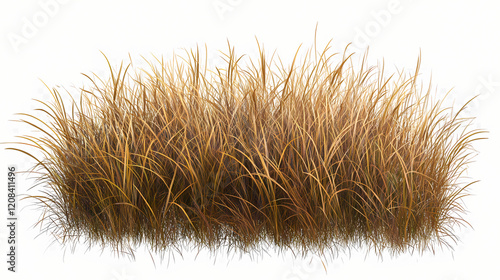 Closeup of lush brown grass isolated on transparent background, natural element for 3d design or compositing, png file for easy integration. Wild Prairie. Illustration