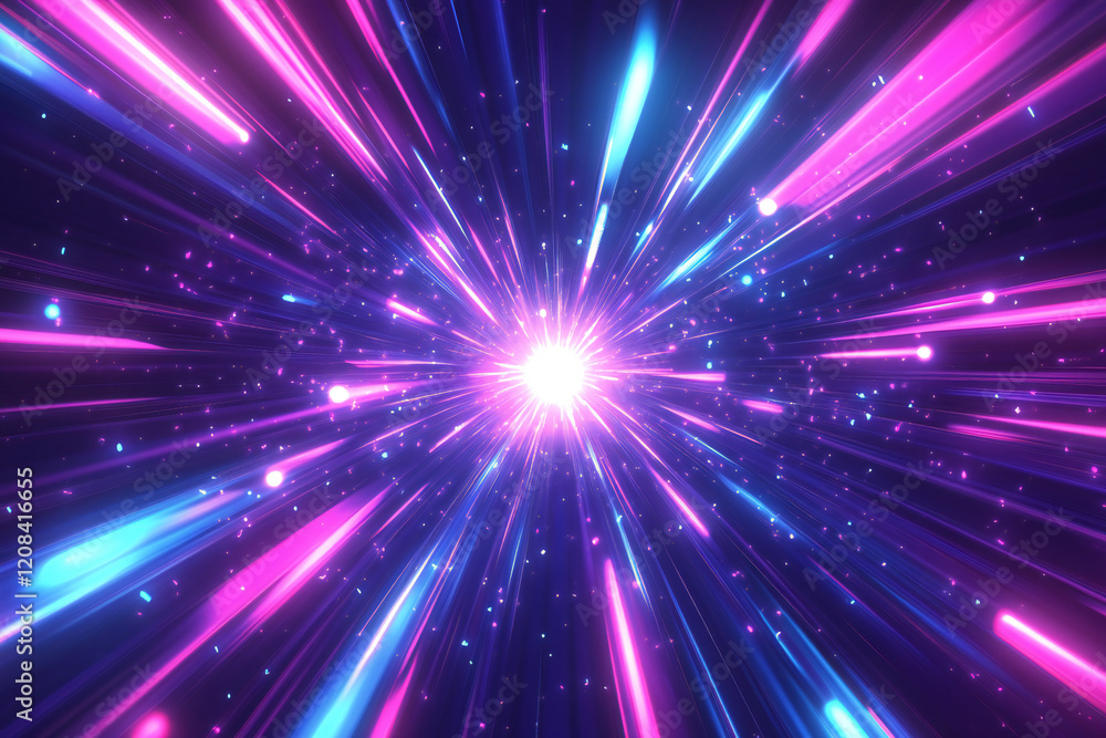 Fototapeta premium Futuristic Neon Waves with Glowing Abstract Curves, Vibrant Colors, and Digital Art Aesthetics for Modern Design and Dynamic Light Patterns