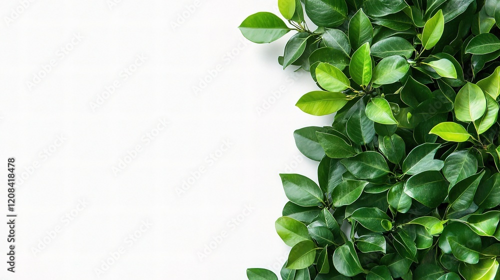 Fototapeta premium Lush Green Foliage Isolated on Bright White Background for Design
