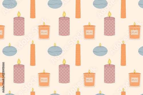 Seamless background with aroma candles. Vector illustration.