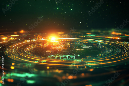 Futuristic Global Network with Digital Connections and Glowing Data Points in a Tech-Inspired Abstract Earth Design