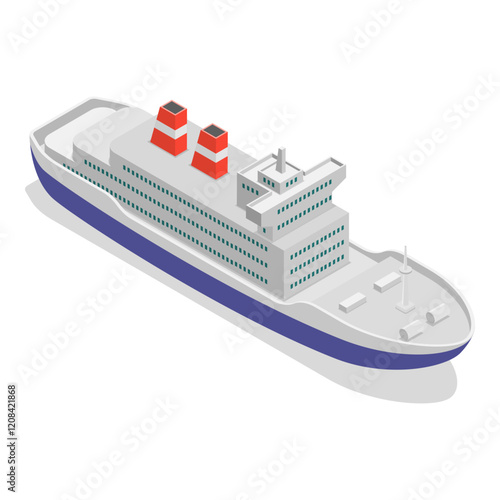 3D Isometric Flat Vector Set of Maritime Ships, Water Transportation Boats. Item 3