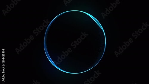 Blue futuristic technology 3d sphere seamless flow. Abstract sphere of light blue particles, lines, and dots. Glowing energy orb and ball. Big data, artificial intelligence, future technology. 4k loop