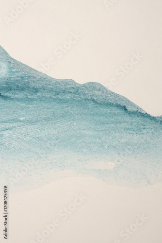 Wallpaper Mural Ink watercolor hand drawn smoke flow waves landscape on wet grain paper texture background. Beige, blue colors. Torontodigital.ca