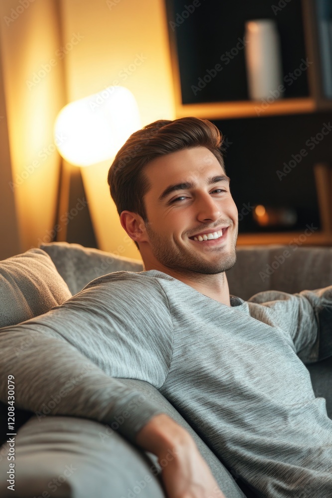A person sitting on a couch holding a remote control, ready to watch TV A person sitting on a couch holding a remote control, ready to watch TV