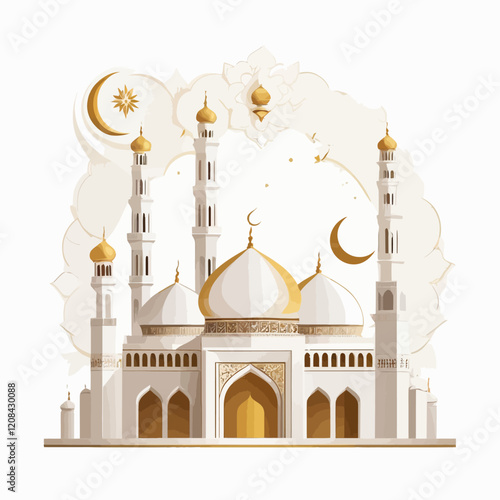 eid background, eid ul adha background.
illustration of Eid Mubarak celebration- calligraphy stylish lettering Ramadan Kareem text with mosque