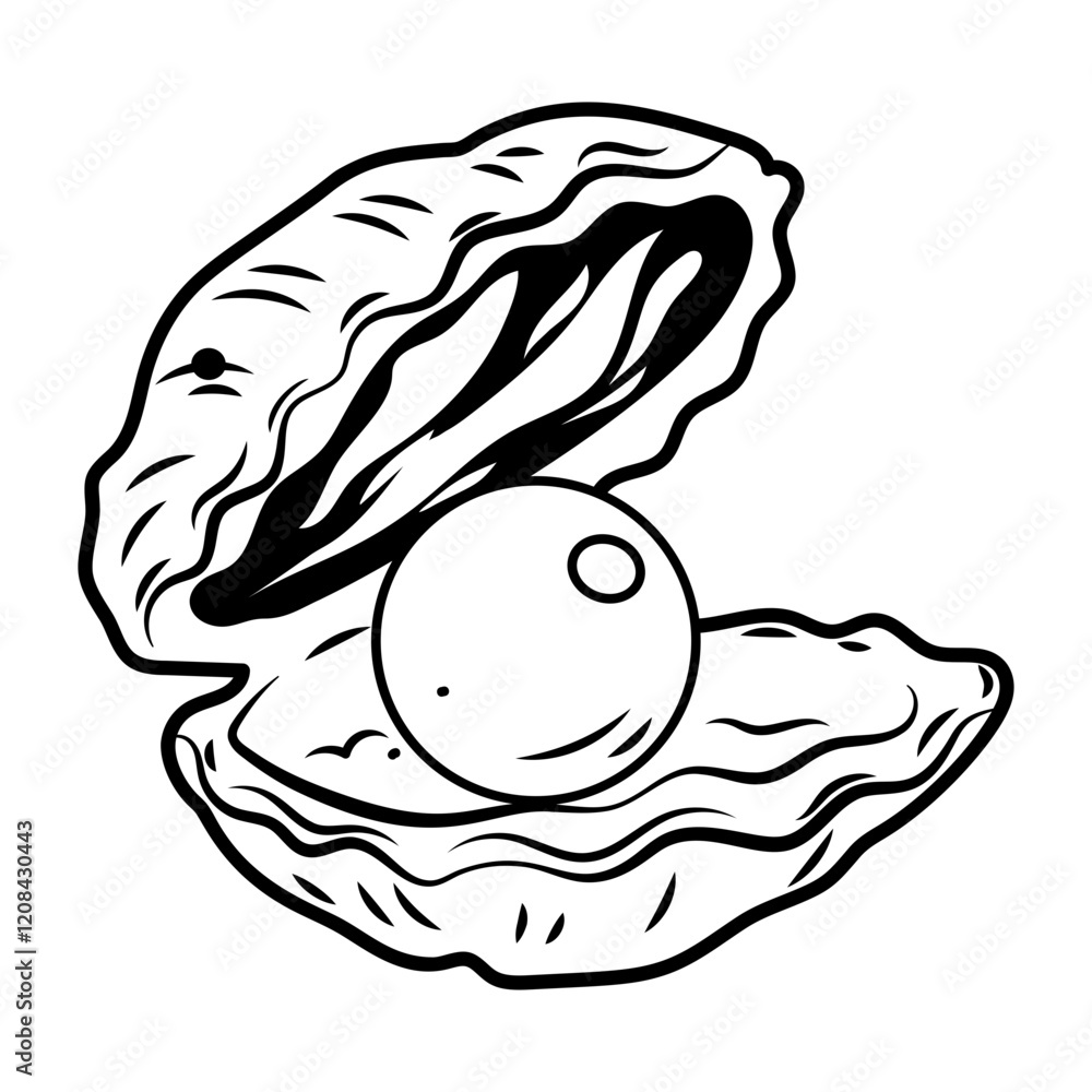 Obraz premium A hand draw icon of pearl oyster