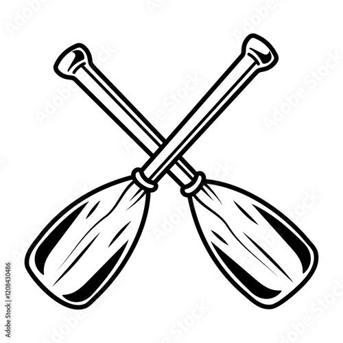 Boat oars icon in hand drawn style