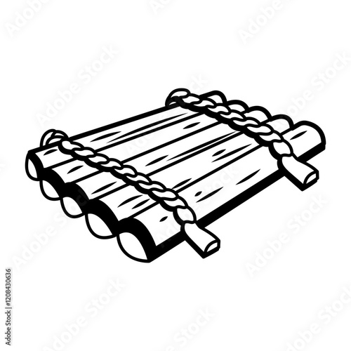 A sketchy icon of wooden raft
