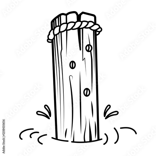 Dock post icon in hand drawn style