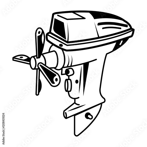 Hand drawn icon of boat motor