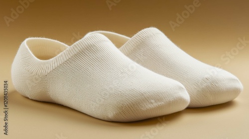 A pair of white casual socks displayed against a simple background. The design showcases comfort and style. Perfect for everyday fashion wear.