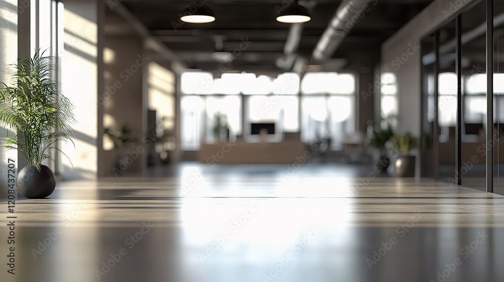 Spacious Open Office with Abstract Light and Blurred Background Spacious Open Office with Abstract Light and Blurred Background