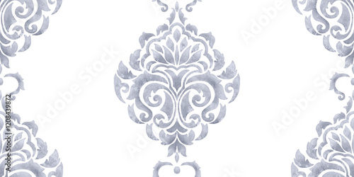 Damask seamless pattern element. Vector classical luxury old fashioned damask ornament, royal victorian seamless texture for wallpapers, textile, wrapping. Vintage exquisite floral baroque template.