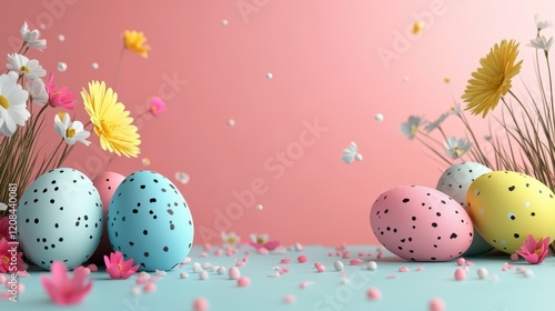 Wallpaper Mural Vibrant easter sale background with colorful eggs and spring flowers for promotional design Torontodigital.ca