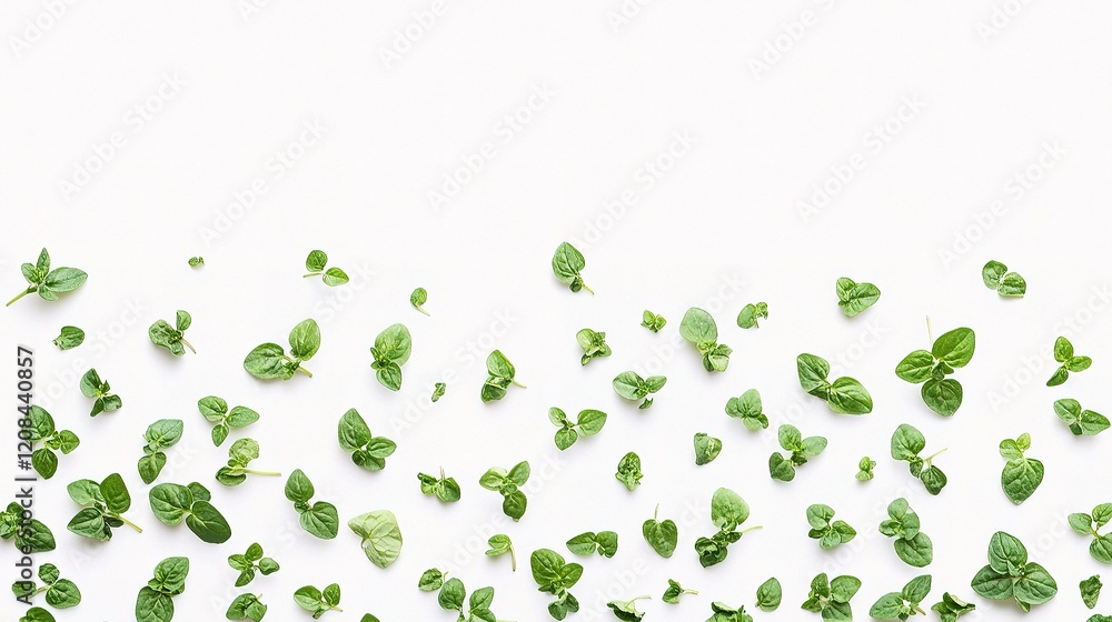 Neatly Scattered Chopped Dry Oregano Isolated on White Background Neatly Scattered Chopped Dry Oregano Isolated on White Background