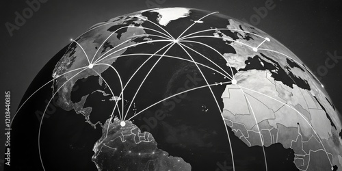 Global shipping connections a silhouetted globe depicting interconnected trade routes in a dynamic business environment photo