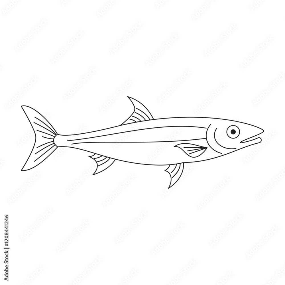 Minimalist Anchovy Fish Vector Art Illustration Minimalist Anchovy Fish Vector Art Illustration