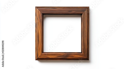 Elegant wooden frame with intricate grain pattern on white background