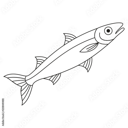 Minimalist Anchovy Fish Vector Art Illustration