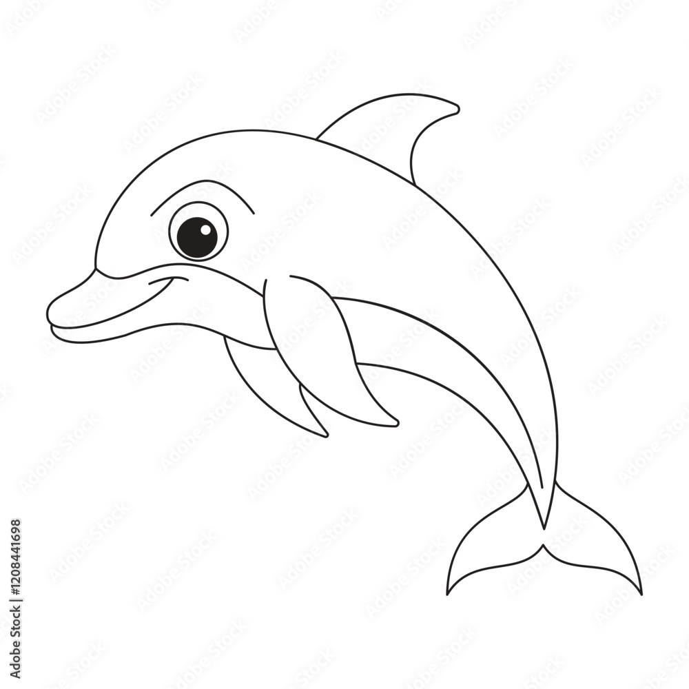 Simple Dolphin Outline Vector in Clean Line Art Design