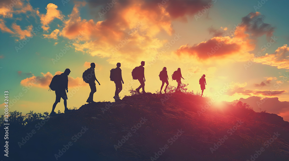 Silhouette of progress toward 2025 symbolizing new opportunities ahead Silhouette of progress toward 2025 symbolizing new opportunities ahead