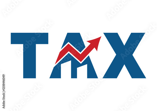 Tax increase concept, Rising taxes word typography vector in flat style design isolated on white background. vector illustration.