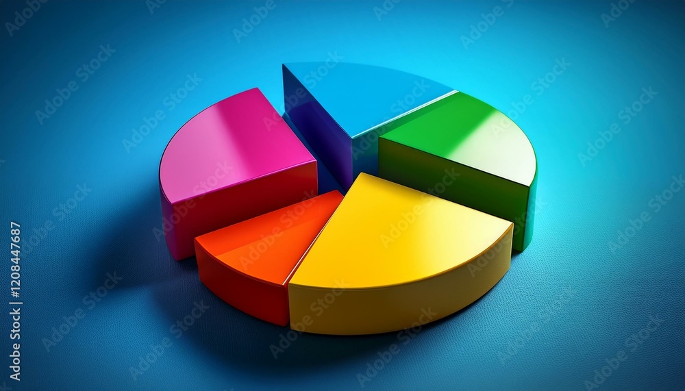 Obraz premium colorful 3d pie chart depicting vibrant data representation