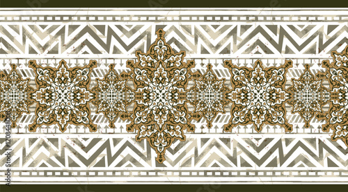 Geometrical-inspired abstract motifs with intricate details, offering diverse design possibilities for interiors and textiles.