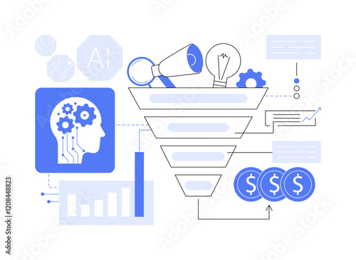 AI-Powered Sales Pipeline Management abstract concept vector illustration.
