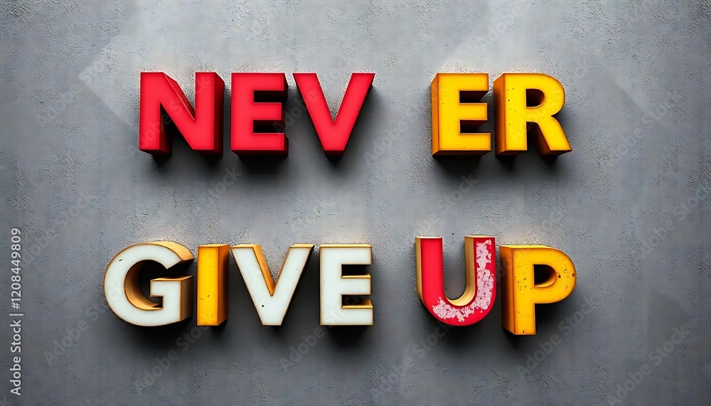 Never Give Up Inspirational Message Letters Wall Never Give Up Inspirational Message Letters Wall