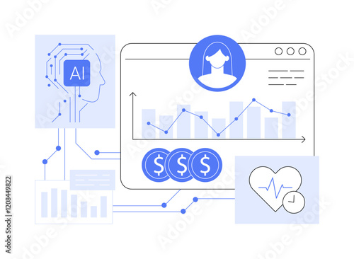 AI-Driven Customer Lifetime Value Analysis abstract concept vector illustration.